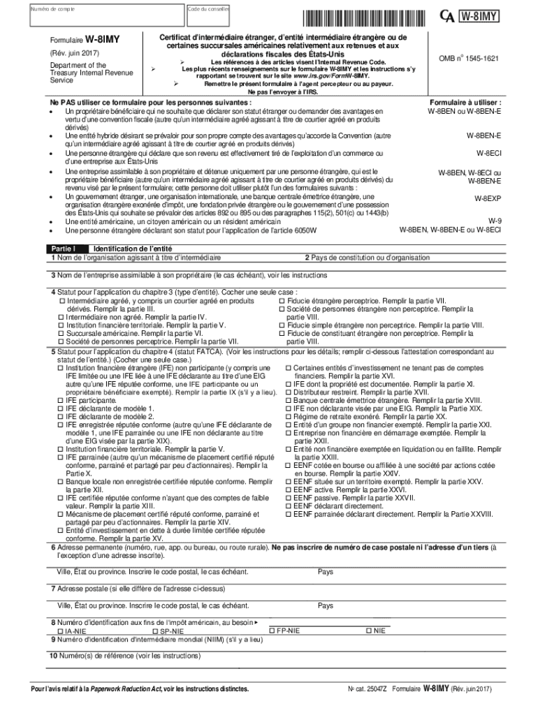 Remplissable En Ligne Fillable Online Instructions for Form W8IMY (Rev. June Fax Email