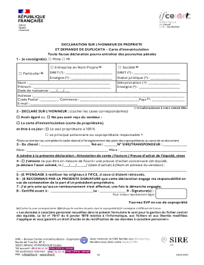 DECLARATION SUR LHONNEUR DE PROPRIETE ET DEMANDE DE ...