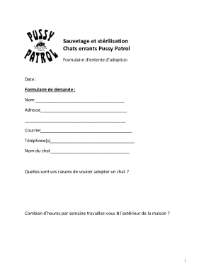 Pussy Patrol Cat Adoption Application and Agreement 2017-fr