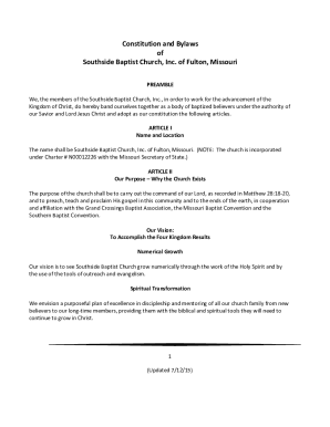 Constitution and Bylaws of Southside Baptist Church, Inc ...