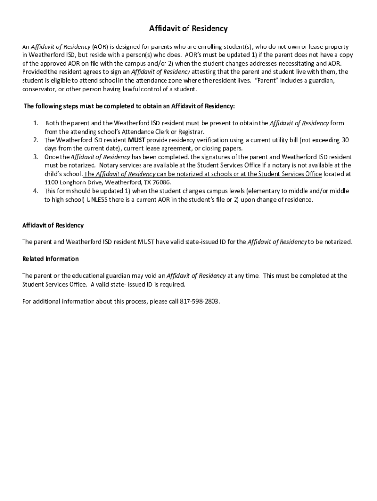 Fillable Online Affidavit of Residence Template - Proof of Residency ...