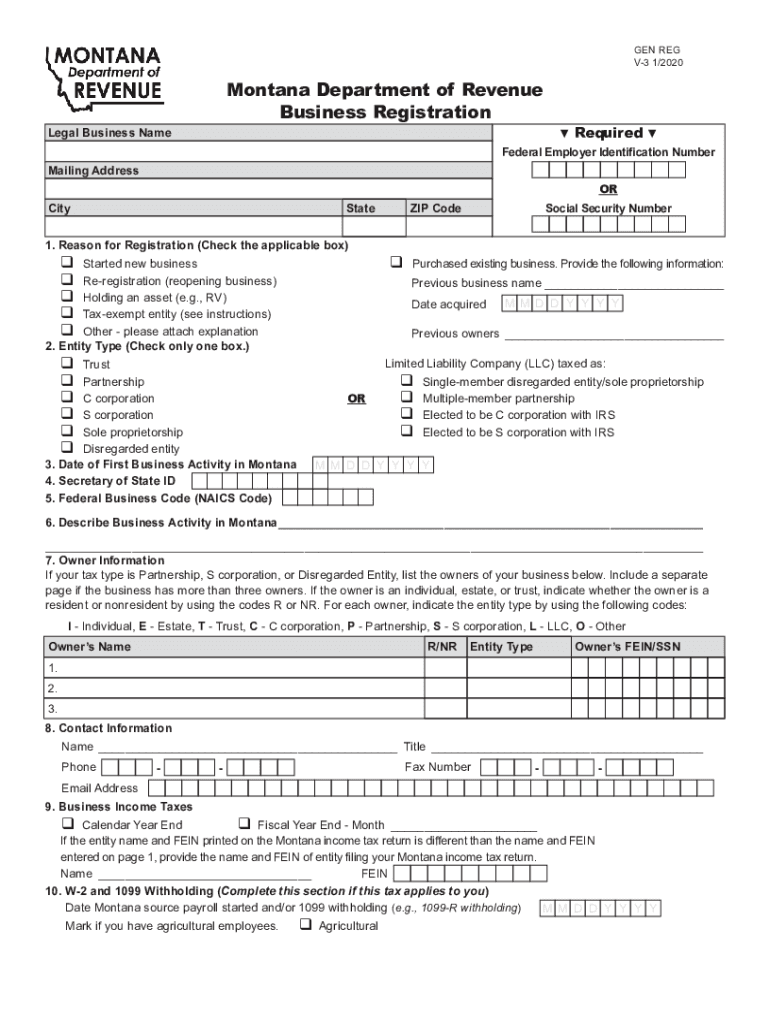 montana business registration form Preview on Page 1.