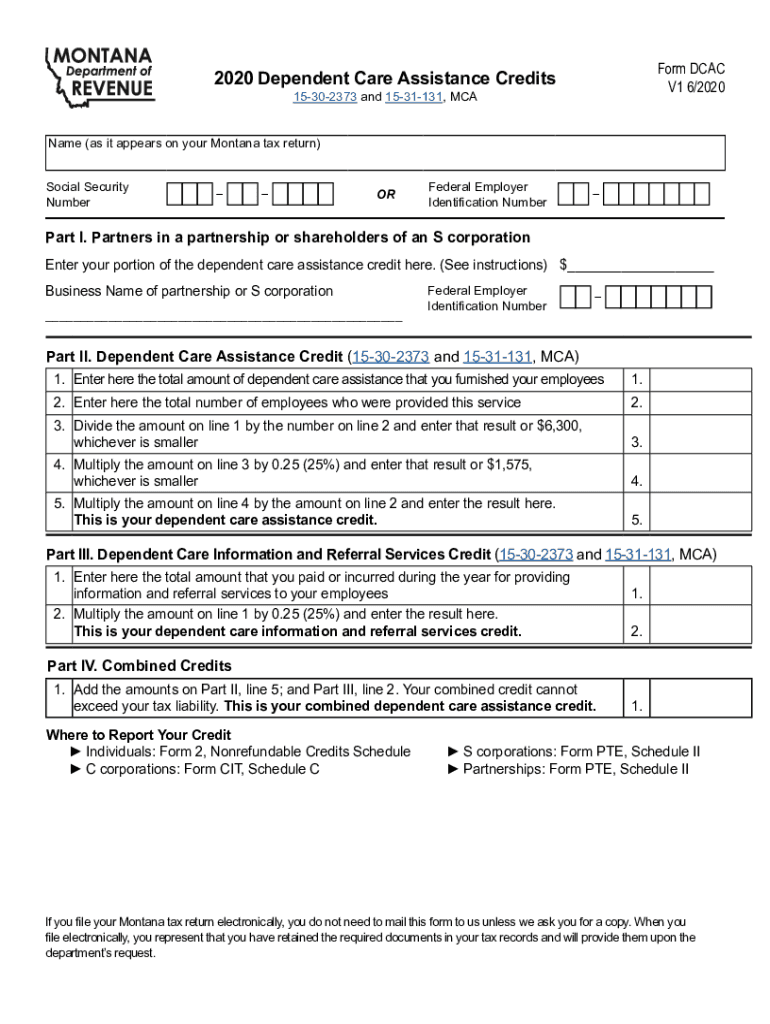 Fillable Form Dcac - Dependent Care Assistance Credits ... Preview on Page 1