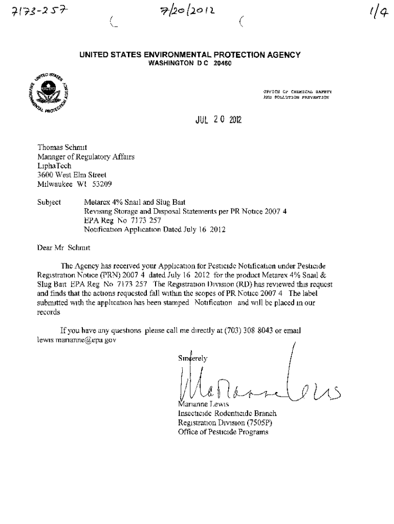 Fillable Online US EPA, Pesticide Product Label, METAREX 4 SNAIL AND