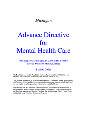 Michigan Advance Directive for Mental Health Care