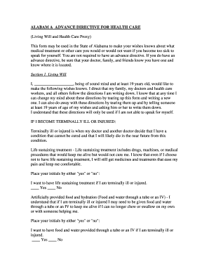 Alabama Advance Directive for Health Care