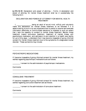 Declaration and Power of Attorney for Mental Health Treatment