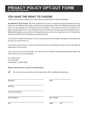 SIU Credit Union Privacy Policy Opt-Out Form