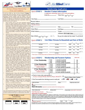 Air Evac Lifeteam Membership Application