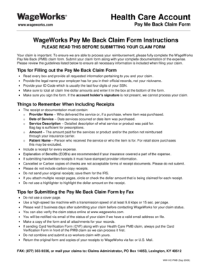 WageWorks Pay Me Back Claim Form