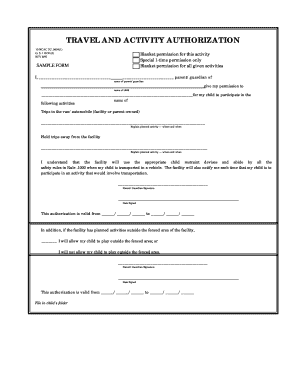 Travel and Activity Authorization Form