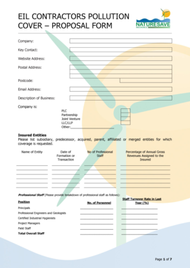 EIL Contractors Pollution Cover Proposal Form