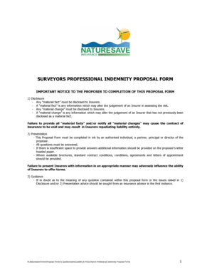 Surveyors Professional Indemnity Proposal Form