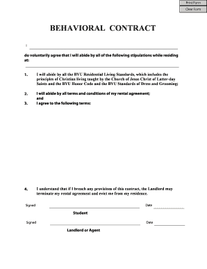 Behavioral Contract for BYU Residential Living