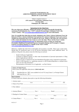AWI Asbestos Personal Injury Settlement Trust Proof of Claim Form