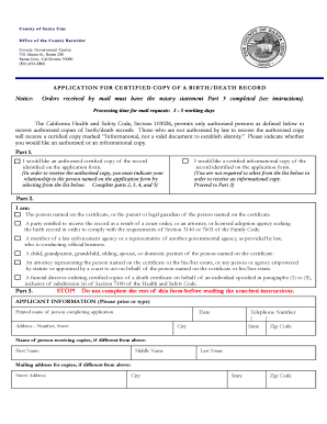 California Birth/Death Record Application