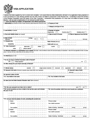 Russian Visa Application Form