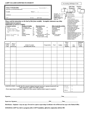 AARP Tax-Aide Expense Statement