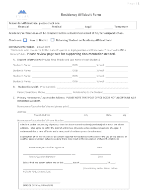Residency Affidavit Form