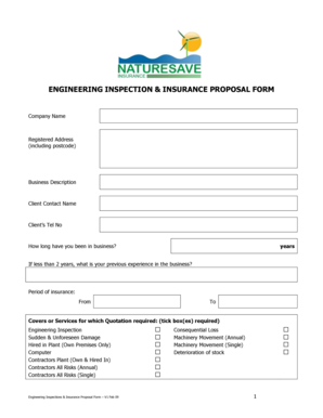 Engineering Inspection Insurance Proposal Form