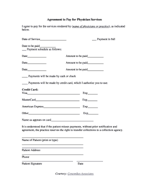 Agreement to Pay for Physician Services