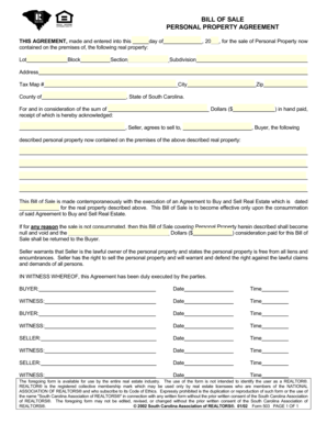 Bill of Sale for Personal Property