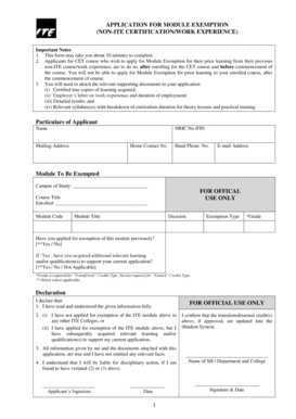 Module Exemption Application Form
