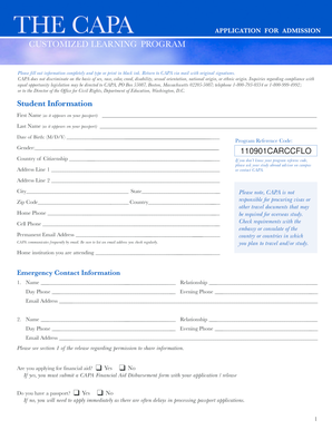 CAPA Application for Admission