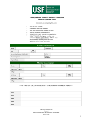 Undergraduate Research Mentor Approval Form