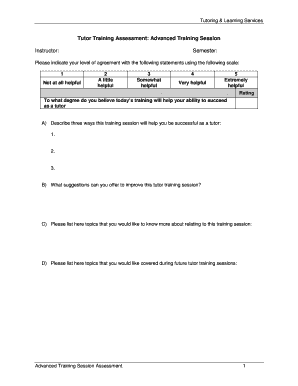 Tutor Training Assessment Form