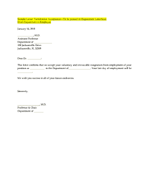Termination Acceptance Letter