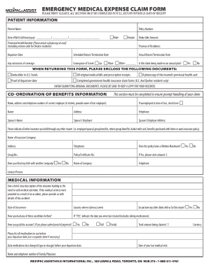 Emergency Medical Expense Claim Form