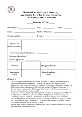National Yang-Ming University Course Exemption Application