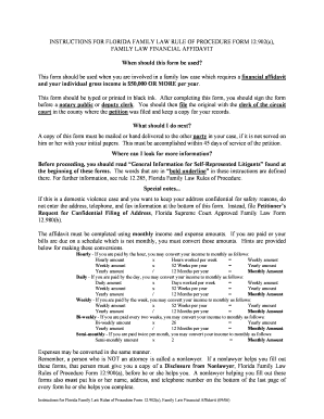 Florida Family Law Financial Affidavit
