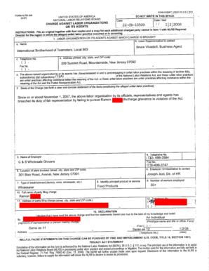 Charge Against Labor Organization