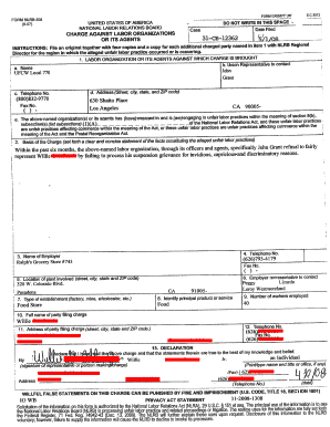 NLRB-508 Charge Against Labor Organizations