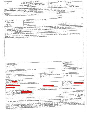 NLRB Charge Against Labor Organizations