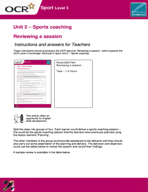 Sports Coaching Session Review Form
