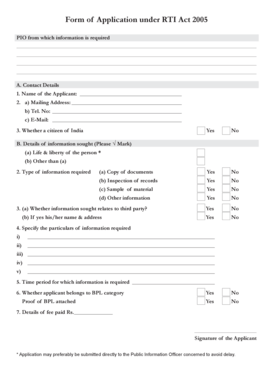 RTI Application Form 2005