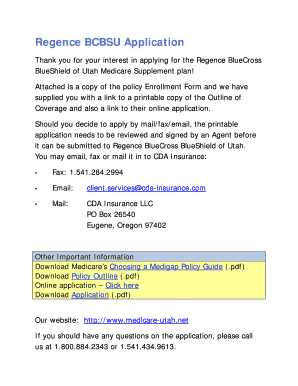Utah Medicare Supplement Application