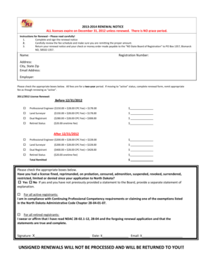 North Dakota License Renewal Notice