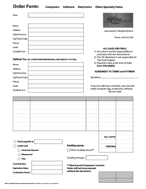 Lake Superior College Bookstore Order Form