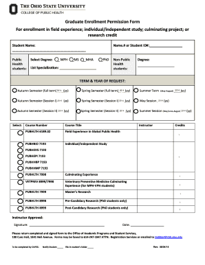 Graduate Enrollment Permission Form