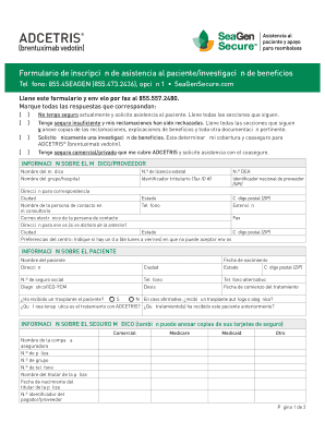 Formulario de inscripción de asistencia al paciente/investigación de beneficios