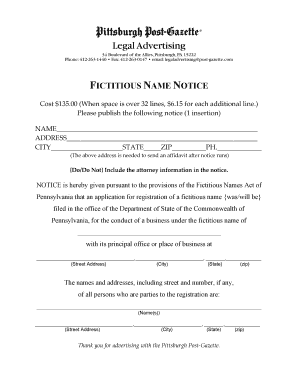 Fictitious Name Notice