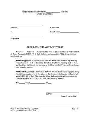 Order on Affidavit of Poverty