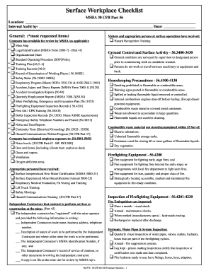 MSHA Surface Workplace Checklist