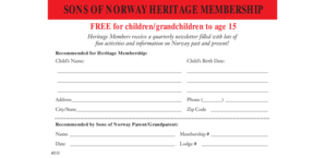 Sons of Norway Heritage Membership Application