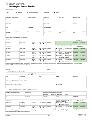 Washington Dental Service Enrollment Form