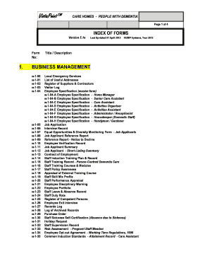Care Home Dementia Management Forms